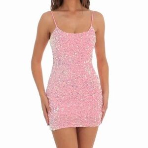 Lucy in the sky Elegant Pink Sequin Dress
